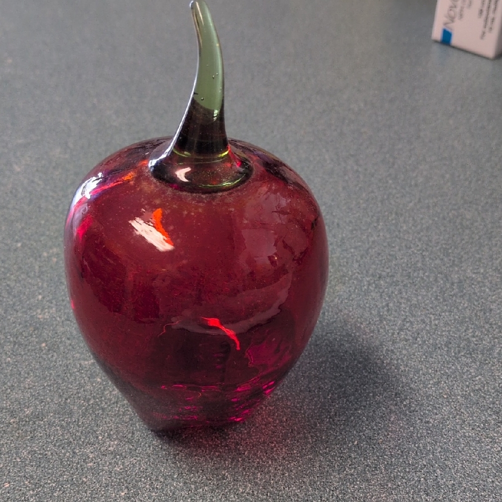 Elegant Red Glass Apple Sculpture